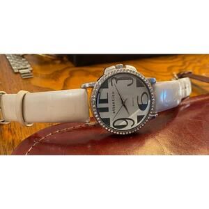 Women's 40mm Attention Watch, Pearl Tone Band,. Crystal Accented Bezel